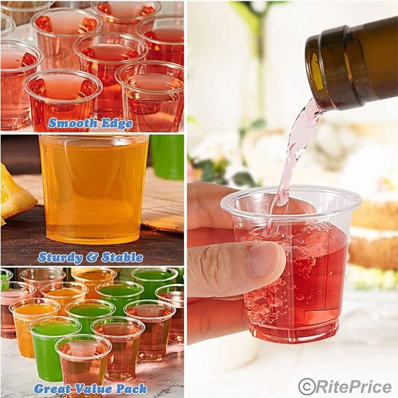 48 PCS Clear Shot Glasses 2oz Plastic Disposable Cups Wine Party Catering Bar - Picture 9 of 10